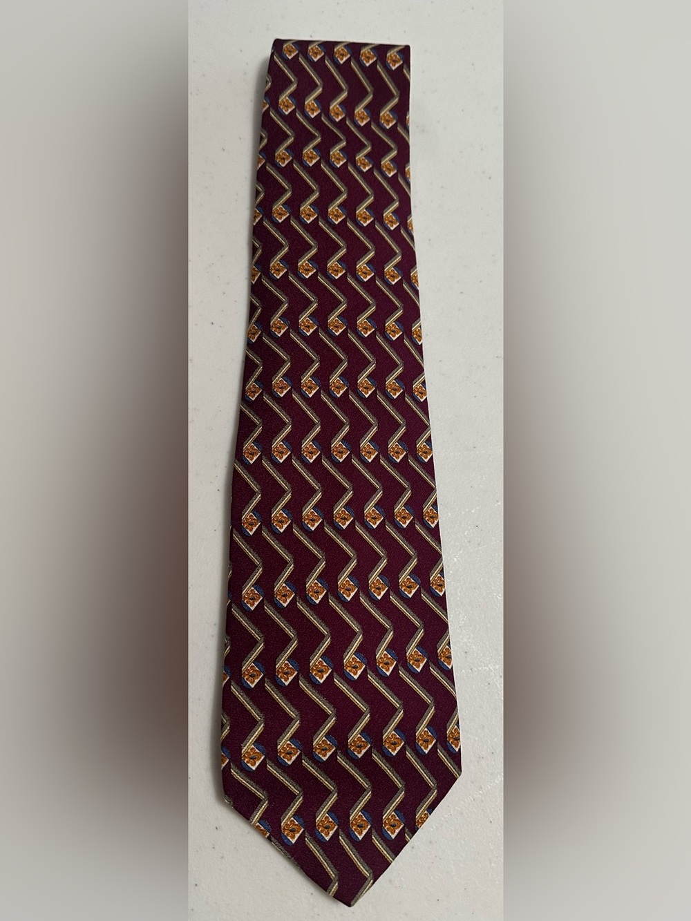 WOODWARD Burgundy Geometric Pattern Tie